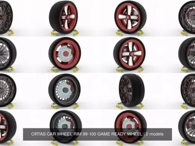ORTAS CAR WHEEL RIM 99-100 GAME READY WHEEL 3D Model Pack