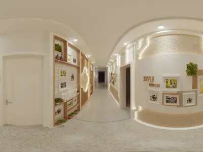 Kindergarten school corridor layout bar photo wall 3D model