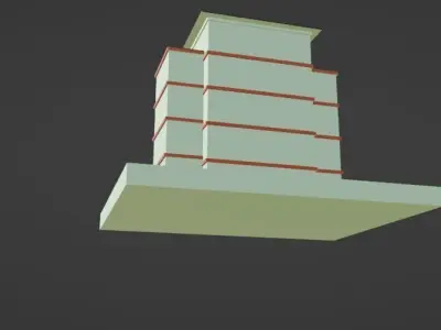 Low Poly Hospital Building 3D Model Low-poly 3D model