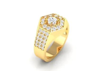 Luxury Geometric Diamond Cluster Ring for Men 152 3D print model