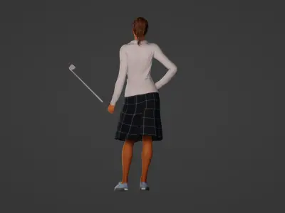 Girl with a golf club 3D model