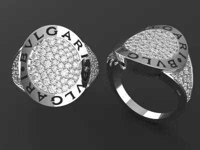 Inspired Gold Ring with Diamonds 3D print model