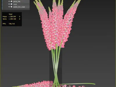 Bouquet of pink lupine flowers Lupinus 3D model