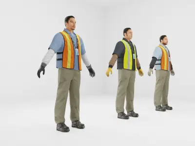 Worker Pack Low-poly 3D model Low-poly 3D model