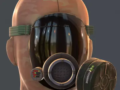 Gas mask helmet 3d model scifi Low-poly  Low-poly 3D model