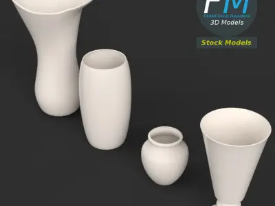 4 vases set three 3D model