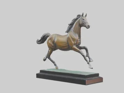 Horse Racing Statue model Low-poly 3D model