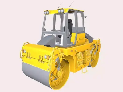 Road Roller Low-poly 3D model