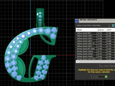LUXURY ALPHABET G PENDANT 3D PRINTABLE MODEL 3D print model