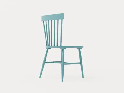 Wood H17 Cane chair - Turquoise Low-poly 3D model