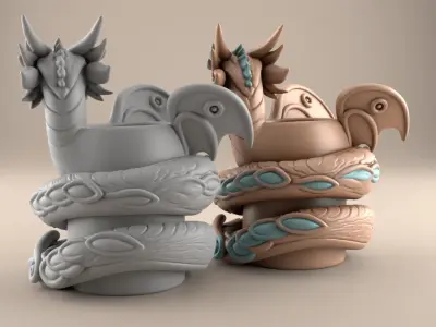 Magic Dragon Planter Candle Holder Fun Home Decor 3D print model