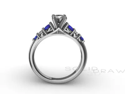 Ring Engagment Ring Saphire 3D print model 3D print model