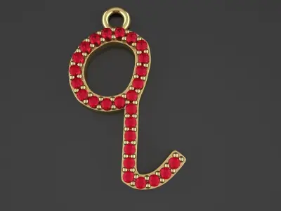 Diamond q Pendant Gold Silver Platinum Luxury Jewelry 3D print model