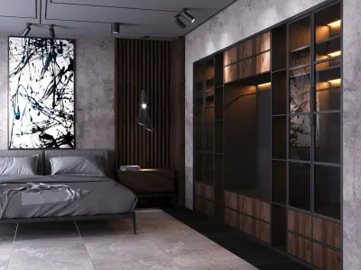 Modern Bedroom And Kitchen 3D model