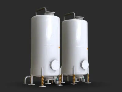 Industrial Absorbent Tank Low-poly 3D model