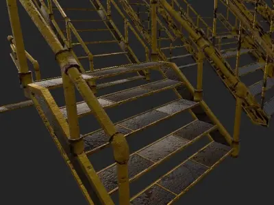 Metal Stairs Pack Low-poly 3D model