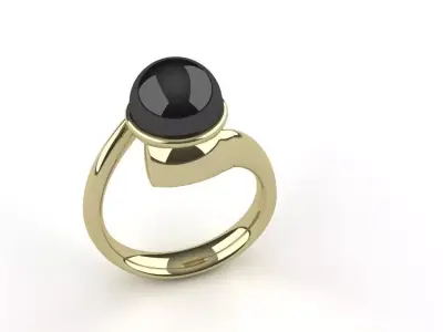 Ladies Pearl Ring Size 7 White Pearl Black Pearl Womens Luxury 3D print model