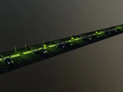 Low Poly Solar Carport Type-1 Pack Low-poly 3D model