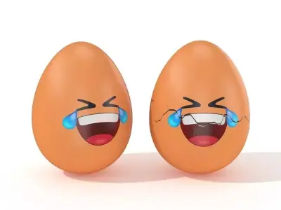Egg Cracked Emoji N012 Low-poly 3D model