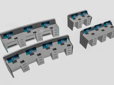 Modern desk operation console computer desk 3D model