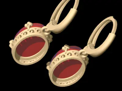 Luxury Classic Earing - Red Opal 3D print model