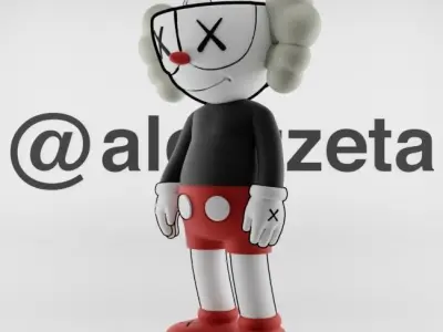 Kaws CupHead x MugMan Textured Low-poly 3D model