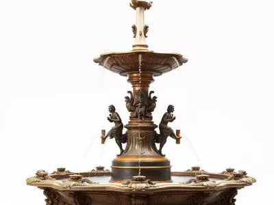 Bronze Ornate Fountain model pack Low-poly 3D model