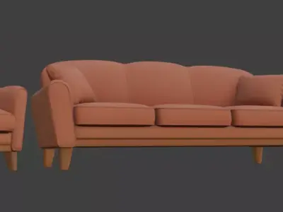 Cartoon style sofa set 3D model shop