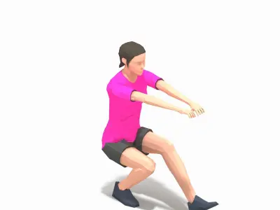 pistol squats Exercise Woman Animation Low-poly 3D model