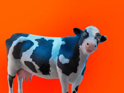 Cow Rigged Fur 3D model 3D model