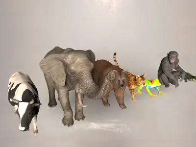animal group forest 3D model