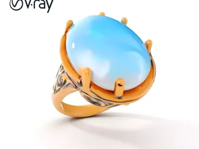 Opal Gold Ring Model Pack for Jewelry Visualization Low-poly 3D model