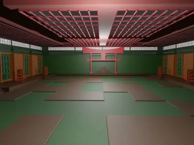 Dojo Fighting Hall Low-poly 3D model