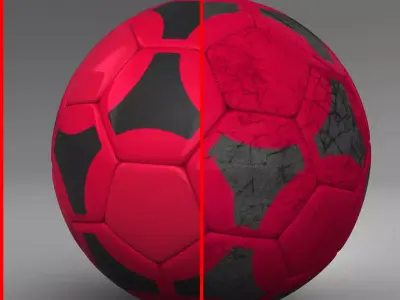 Soccerball red black Low-poly 3D model