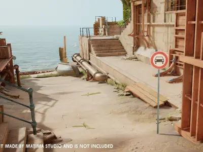 Lowpoly CITY TRAFFIC STREET SIGN No Cars VR AR Games 3D PBR  Low-poly 3D model