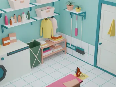 Laundry Room 10 Low-poly 3D model