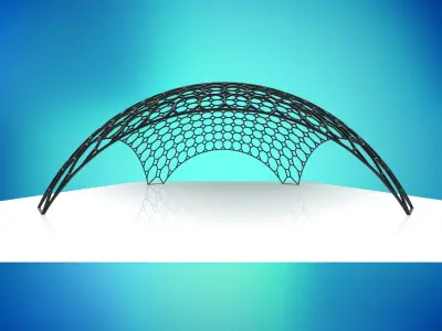 Dome octagonal pattern wire frame structure Low-poly 3D model