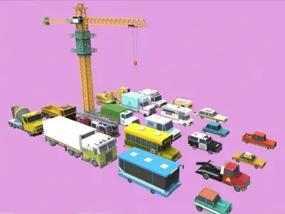 Lowpoly Cars City Pack Low-poly 3D model