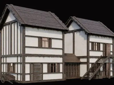 Medieval Village Pack 9 - 4 Assets - 4K Textures Game Ready Low-poly 3D model