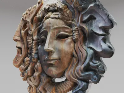 Georgian Theater Mask Sculpture 3D model