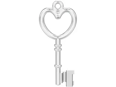 3d model simple decorative key pendant with heart  3D print model