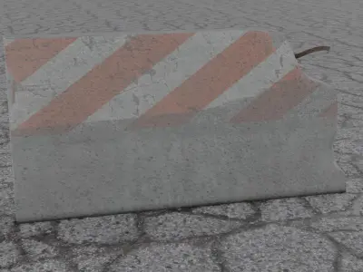 Concrete Road Barrier Destroyed 3D model