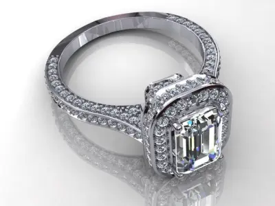 Round Edge Emerald Diamond Ring 3D print model