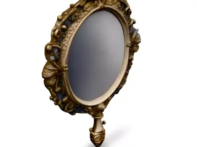 Ornate Gold Hand Mirror 3D Model Low-poly 3D model