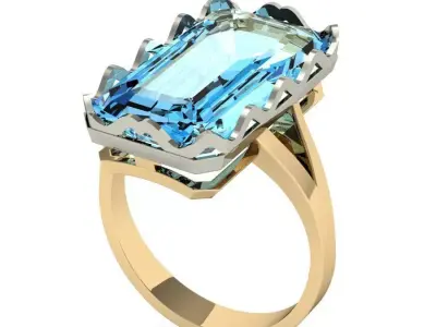 fashion ring  with gem   3D print model