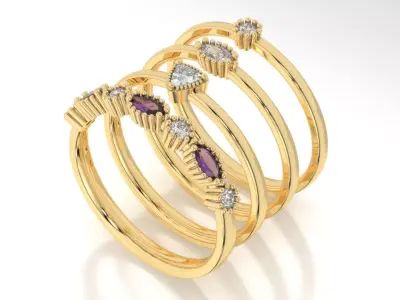 set of simple rings 3D print model