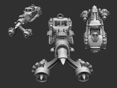 Futuristic car in retro style 3D print model