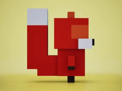 Voxel - Fox Low-poly 3D model