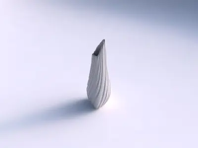 Vase puffy tipped triangle with twisted smooth ribbons    3D print model purchase