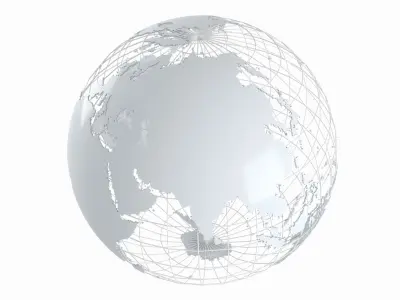 Globe News Skeleton Sliver Color 3D model